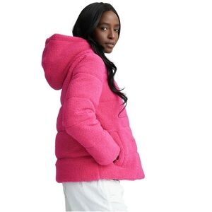 NVLT Anthropologie Berber Faux Shearling Hooded Jacket in Valentino Pink